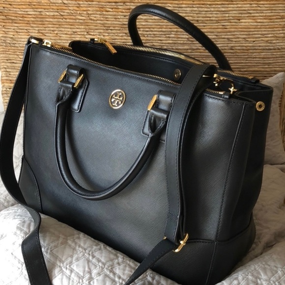 Tory Burch Handbags - TORY BURCH Leather Black Tote